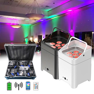 6PCS 6x18w rgbwa UV 6in1 uplights pin không dây <span class=keywords><strong>LED</strong></span> <span class=keywords><strong>PAR</strong></span> ánh sáng hỗ trợ điện thoại di động ứng dụng ánh sáng sân khấu cho DJ Disco Đảng khách sạn - Product Image 1