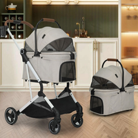 USMILEPET Haustier-Kinderwagen Abnehmbarer Träger Faltbar Ein-Klick-X-Rahmen Stoßdämpfende Räder Verdeck für Kleine und Mittlere Hunde