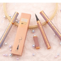 Crayon Eyeliner Gel Pailleté Imperméable, Noir Longue Tenue Anti-Bavures pour Maquillage des Yeux Ailés, Formule Chimique