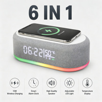 Horloge intelligente professionnelle avec haut-parleur, chargeur sans fil 5.0, audio, double alarme et capteur de température pour une utilisation sur le bureau