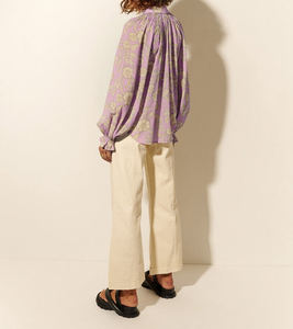 Abbigliamento da <span class=keywords><strong>donna</strong></span> Retro <span class=keywords><strong>Oversize</strong></span> camicia di cotone e lino alta qualità stampata a scollo a V manica lunga elegante camicetta Top - Product Image 4