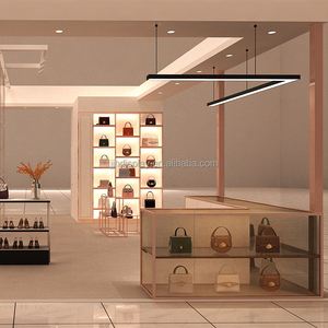 Jjh thời trang túi xách Giày cửa hàng hiển thị thiết kế nội thất cho trang trí sáng bóng vàng Túi Xách Giá bằng gỗ Túi xách hiển thị đứng - Product Image 2