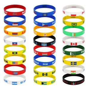 Customized Creative Personalized National Flag Silicone Wristband Promotional Printing Embossed Silicone Wristband