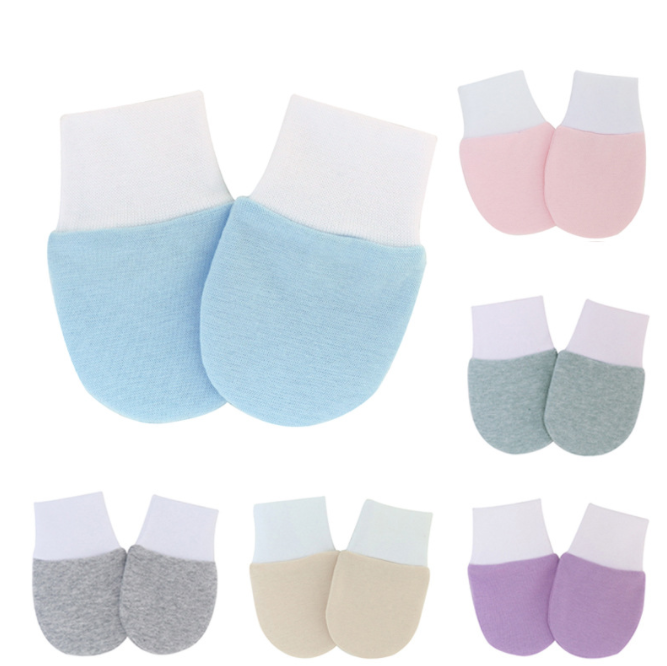 Хлопковые простые мягкие варежки против царапин для новорожденных оптом