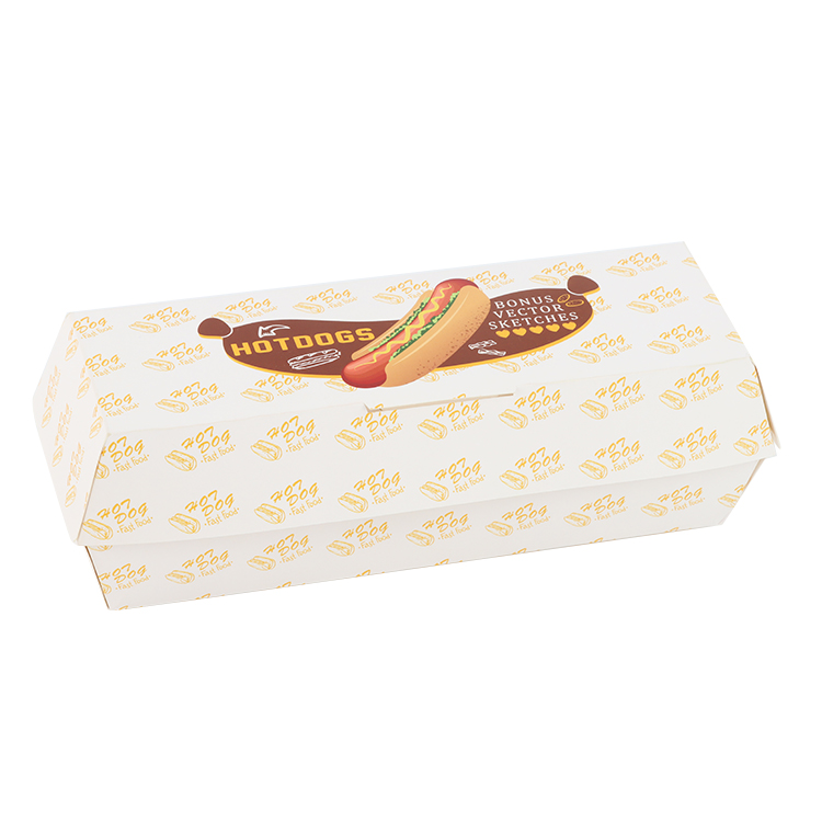 Hot selling disposable eco friendly food grade paper hot dog tray box