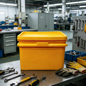 Seau carré en plastique avec couvercle et poignée, qualité alimentaire, pour emballage alimentaire, construction et emballage industriel - Product Image 1