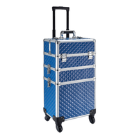 Trolley de Salon Professionnel en Aluminium à 4 Roues, Grand Organisateur de Maquillage Écologique et Durable pour Usage Commercial