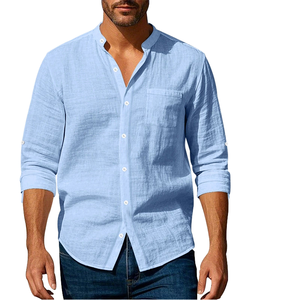 เสื้อเชิ้ตผู้ชายไซส์ใหญ่ ผ้าฝ้ายลินินทวิลล์ ยับยาก ระบายอากาศดี แขนยาว ดีไซน์สำหรับฤดูร้อน ขายส่ง - Product Image 2