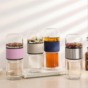 Double Wall Glass <strong>Water</strong> <strong>Bottle</strong> <strong>Infuser</strong> Tea and <strong>Water</strong> Separation Borosilicate Tea <strong>Bottle</strong> Cup with Tea <strong>Infuser</strong> - Product Image 1
