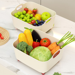 Kitchen Draining Basket Large Oval Plastic With Handle Vegetable Fruit Washing Basin Sink Storage Rack - Product Image 1