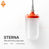 Éclairage LED pour cages à volailles 10W 48V DC IP67 sans scintillement et dimmable pour élevages de poulets de chair, de poules pondeuses, de reproducteurs et de canards