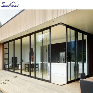 Sliding Panel Door Superhouse Australia Standard Triple Panel Slim Aluminum Sliding Stacker Door Corner Door For Prefab House