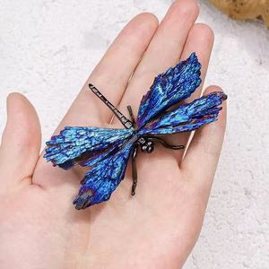 All'ingrosso libellula intaglio in <span class=keywords><strong>cristallo</strong></span> naturale Aura tormalina blu lucido piuma per la guarigione decorativa - Product Image 1