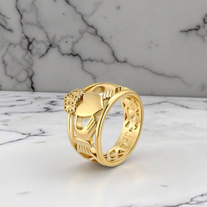 خاتم زفاف كلاداغ تقليدي إسكندنافي عبر الحدود خاتم زواج مقترح للأزواج خاتم قلب - Product Image 5