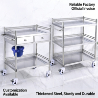 Chariot d'hôpital en acier inoxydable à 2 tiroirs, à assembler
