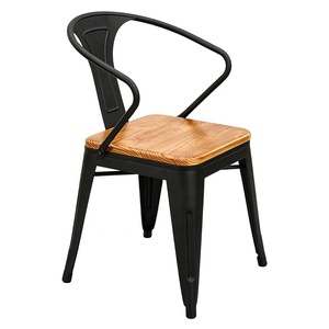 <span class=keywords><strong>Chaise</strong></span> de salle à manger industrielle vintage en métal peint avec <span class=keywords><strong>coussin</strong></span> en cuir PU pour restaurant, café, bistrot, patio, jardin - Product Image 5