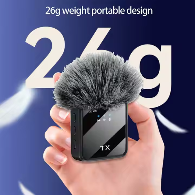Wireless Lavalier Microphone F11-2 Real-time Stream Recording Noise Reduction 6-8 Hours Battery Life 30m Range Mobile Phones