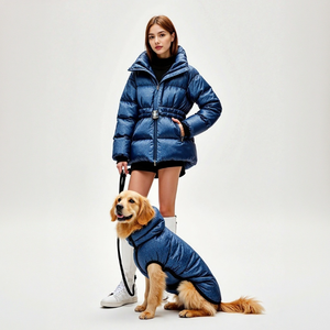 Joymay tasarımcı lüks kış sıcak köpek aşağı ceket ceket açık rüzgar geçirmez sıcak sahibinin Pet aşağı ceket seti ile maç için - Product Image 3