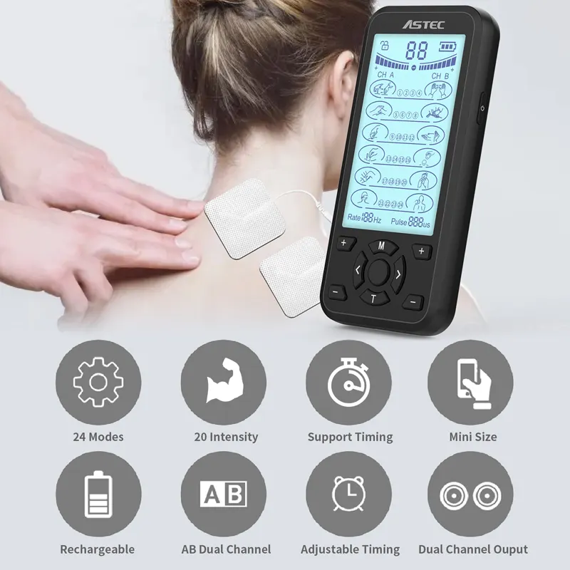 Portable electronic body pulse massager tens unit electrode muscle stimulator