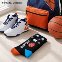 Chaussettes de basketball pour enfants OEM à faible MOQ - Chaussettes de sport en mélange de coton lavables en machine pour garçons de 10 à 12 ans avec grip antidérapant