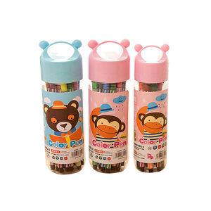 Cute Cartoon Children Bear Plastic Bucket Set of 18 24 36 Colors Custom <b>Washable</b> Watercolor <b>Marker</b> Pen - Product Image 2