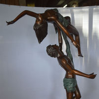 Statue de couple de danseurs en bronze, sculpture de ballet en métal