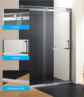 Baide portes coulissantes en verre trempé sans cadre, boîtier de douche, salle de bain, en fibre de verre, cabine de douche