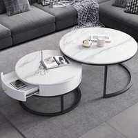 Table basse en pierre de luxe nordique, avec rangement, extensible, moderne et minimaliste, en fer, pour salon, maison, petit appartement