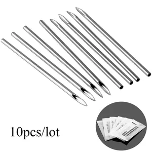 10 pz/pacco 14G 16G 18G 20G acciaio chirurgico aghi medici trismussati ago monouso per Piercing sterilizzato Sterile