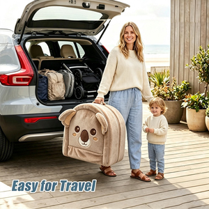 Cuna de Viaje Plegable para Niños, Diseño de Oso, Portátil, con Asa de Transporte y Espacio de Almacenamiento, Venta Directa de Fábrica - Product Image 2