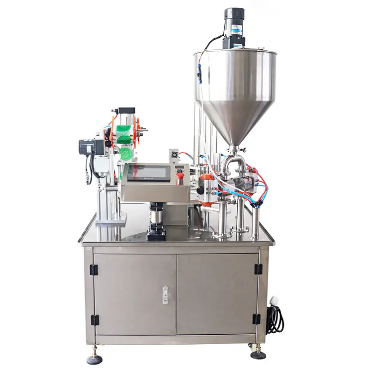 Automatic rotary yogurt bubble tea sealer water cup filling and sealing machine