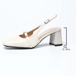 รองเท้าส้นสูงหัวเหลี่ยมประดับหัวเข็มขัด ดีไซน์หรูหรา ไซส์ใหญ่ รุ่นใหม่ล่าสุด แฟชั่นเซ็กซี่ รองเท้าส้นสูงแบบปิดนิ้วเท้าสำหรับผู้หญิง - Product Image 5