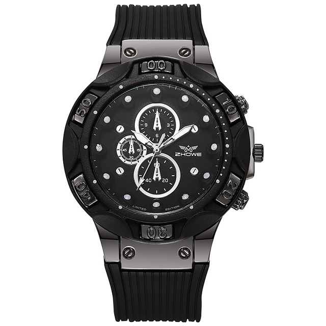 Luxury Men's Alloy Case Silicone Band Quartz Sports Watch Antique Fashion Style