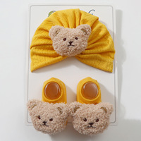 Ensemble de chaussettes et bonnet pour nouveau-né, chaussettes pour bébé fille, chaussettes en coton pour bébé, chaussettes à motif de dessin animé