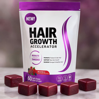 Gummies de croissance capillaire à marque privée OEM pour la santé des cheveux, 60 unités, saveur fruits rouges mélangés, complément alimentaire