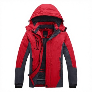 Chaqueta de Esquí Roja con Capucha para Hombre, Impermeable, Aislante Sintético, con Bloques de Color, Cierre de Cremallera, Ropa para Exteriores - Product Image 3