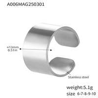 Trendiger Breiter Glatter Minimalistischer Offener Ring aus Edelstahl mit PVD-Beschichtung in 18K Echtgold Damen Ewigkeitsring für den Zeigefinger