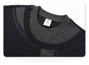 T-Shirt da Uomo Stile Streetwear con Doppio Collo a O, Design <span class=keywords><strong>Hip</strong></span> <span class=keywords><strong>Hop</strong></span> con Patchwork e Cuciture a Contrasto - Product Image 6