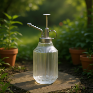 Hearth Hand Textured Glass Plant Mister <b>Pump</b> <b>Spray</b> Bottle Leak Proof Garden Watering Tool MIST Nozzle Manual Operation - Product Image 2