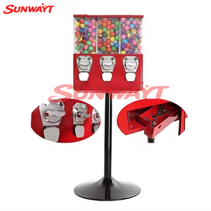 Máquina Expendedora de Dulces Operada con Monedas, Comercial, con Triple Compartimento, Dispensador de Chicles, Máquina Expendedora de Hierro con Soporte - Product Image 4