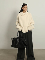 Cárdigan Grueso de Punto con Mezcla de Lana Merino y Cachemira, Cuello Alto, Cárdigan para Mujer, Suéter con Botones, Cachemira, Marca Privada