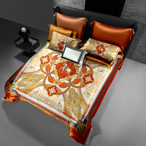 <span class=keywords><strong>Parure</strong></span> <span class=keywords><strong>de</strong></span> <span class=keywords><strong>lit</strong></span> <span class=keywords><strong>de</strong></span> luxe en coton satiné imprimé orange 4 pièces, style rétro royal européen, housse <span class=keywords><strong>de</strong></span> couette soyeuse pour lits Queen et King, linge <span class=keywords><strong>de</strong></span> <span class=keywords><strong>lit</strong></span> pour villa - Product Image 4