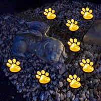 Lampes solaires LED de Noël pour l'extérieur, lumière blanc chaud, à commande par bouton, en forme de patte de chien ou de chat, lampe lumineuse en forme de griffe d'animal, décoration en plastique