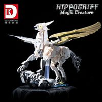 Ensemble de blocs de construction DK Hippogriff, 698 pièces, ailes mobiles qui battent, modèle de cheval ailé blanc avec support, jouet DIY pour garçons