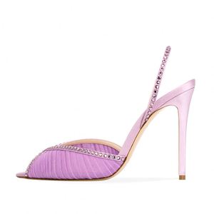 Trending Ladies Shoes 2024 Nude Pink Purple Mesh Slingback Stiletto <b>Sandals</b> - Product Image 1