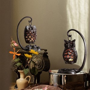 Nordic Retro <strong>Owl</strong> Cast Iron <strong>Candle</strong> <strong>Holder</strong> Hanging Lamp Ornament Home Decoration Decoration Handicraft - Product Image 2
