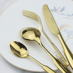 Hiện Đại Sang Trọng Vàng Bộ Đồ Ăn Đặt Chất Lượng Cao Thép Không Gỉ Bao Gồm Dao Dforks Món Tráng Miệng Thìa Tối Giản Flatware Bộ - Product Image 4