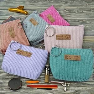 Customize Logo <b>Personalised</b> Summer Polyester Coin Purse Fashionable Striped <b>Wallet</b> Keyring Ladies Small Storage Pouch Lipstick - Product Image 2
