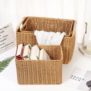 Bụng cỏ biển giỏ handmade dệt nhựa mây tre dệt cho tổ chức món quà giáng sinh vải lưu trữ Giỏ vải - Product Image 2