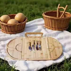 Juego de tablas de cortar queso de bambú, 5 piezas con cuchillos para uso doméstico y en restaurantes, bandeja de madera maciza duradera - Product Image 2
